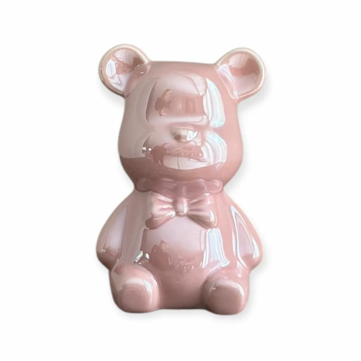 beer beeldje zittend roze parelmoer 7,5x12cm