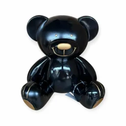 Beer beeld teddy zittend zwart goud 35 cm