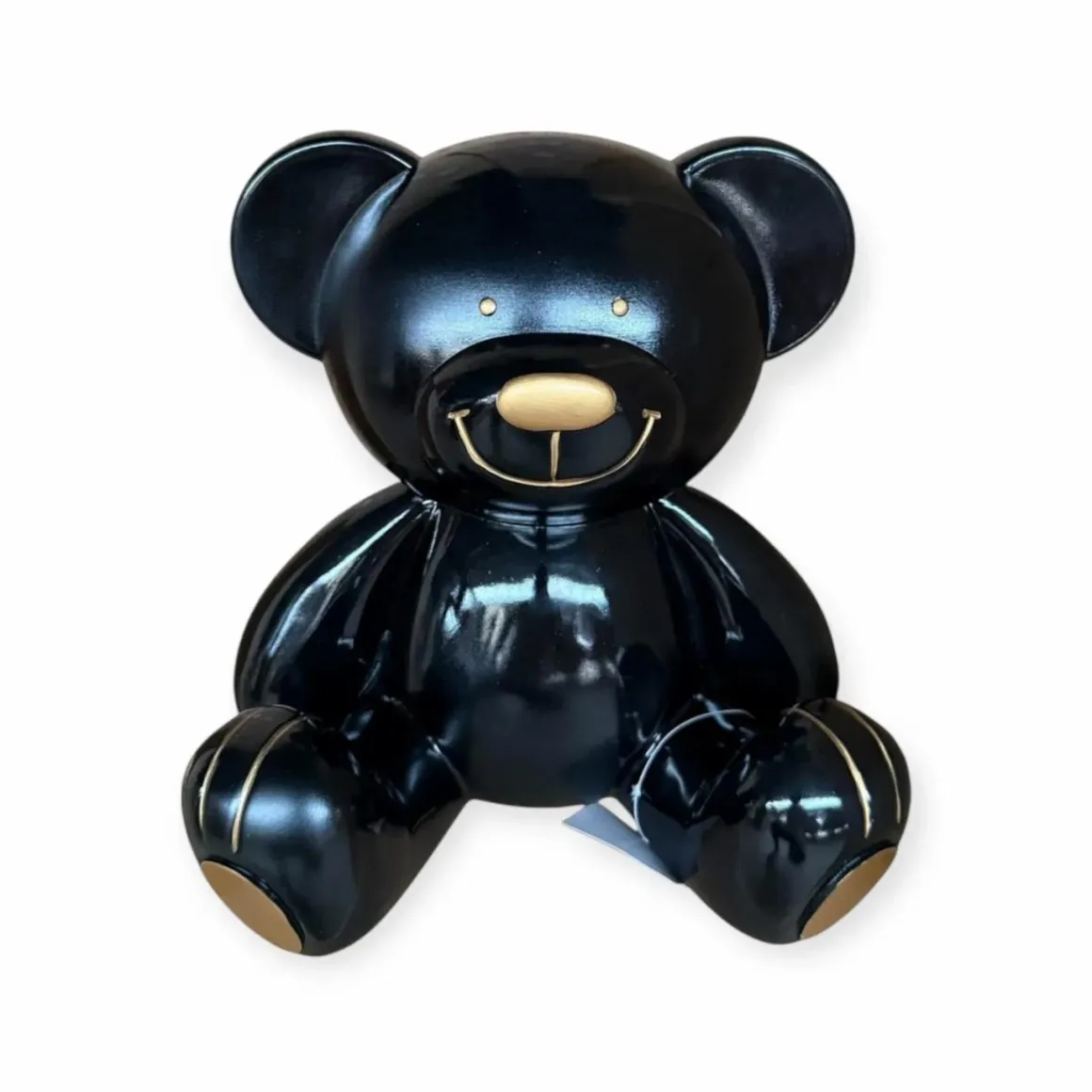 Beer beeld teddy zittend zwart goud 35 cm