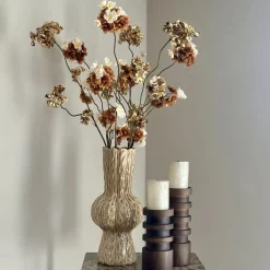 Complete decoratie set vaas met kandelaren bruin goud