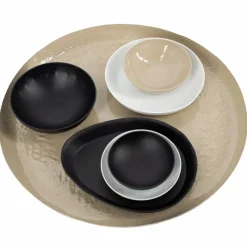 Decoratief rond dienblad hammered 30cm Zwart
