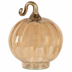 Decoratie Pompoen 15×18 cm goudkleurig glas
