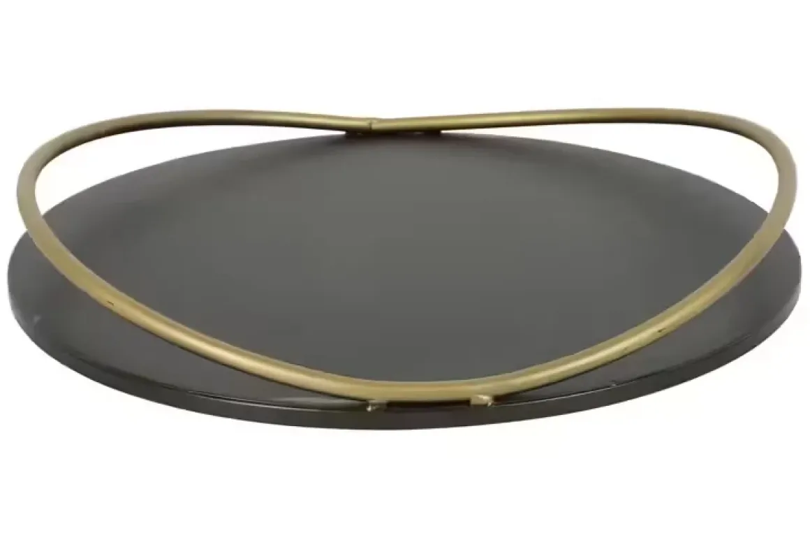 Dienblad rond Rosalie S brons zwart goud L34B34H5,5CM