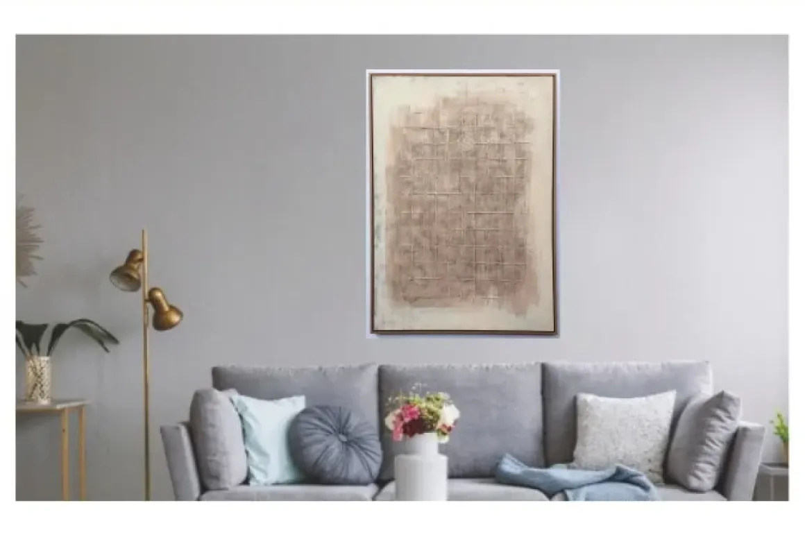 3D wanddecoratie 83x123cm met olieverf reliëf en frame