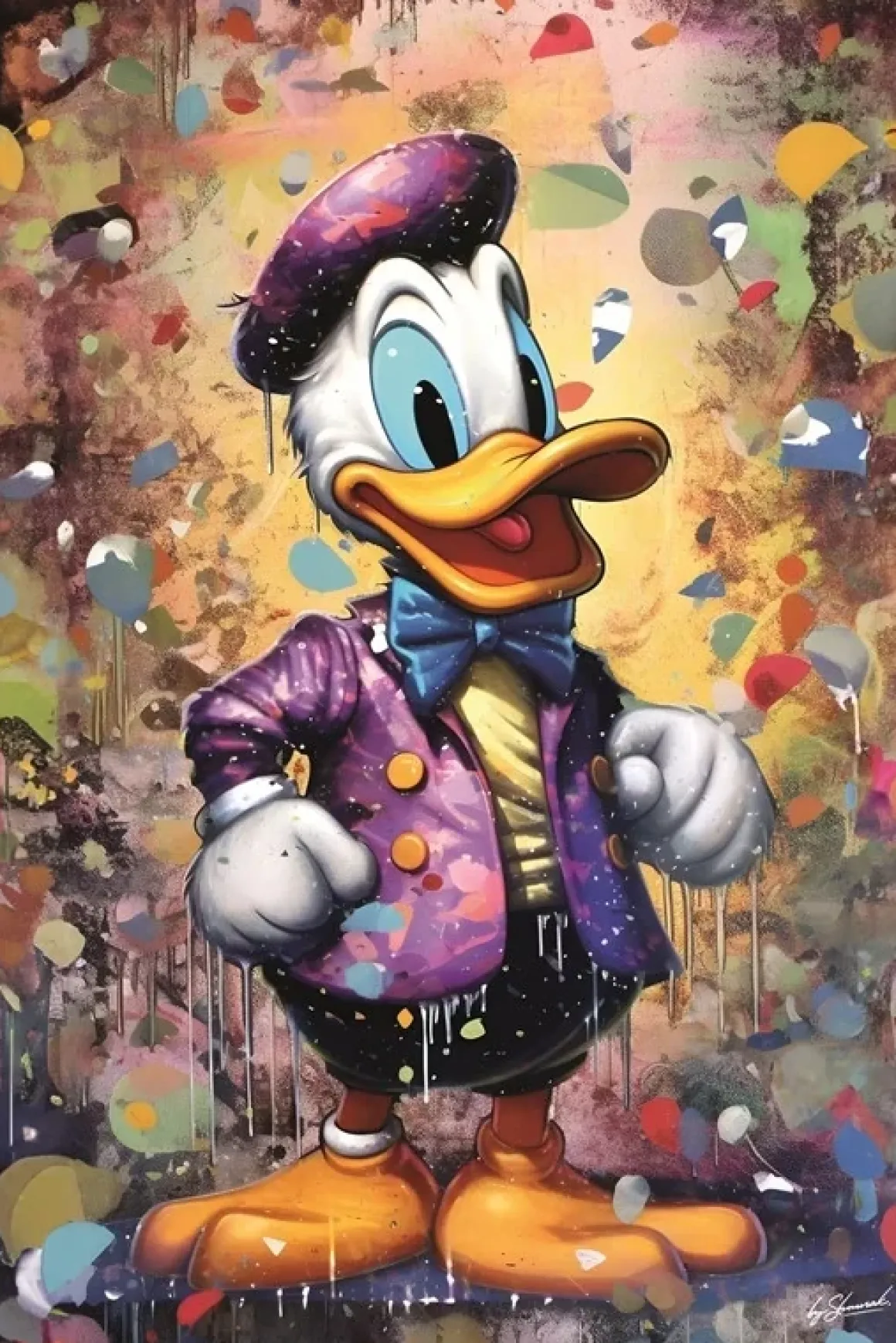 Glasschilderij Donald Duck disney gekleurd 80x120cm