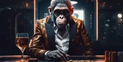 Glasschilderij gangster pokeraap 80x160cm