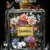Glasschilderij 80x120cm Doorzichtig parfum met bloemen