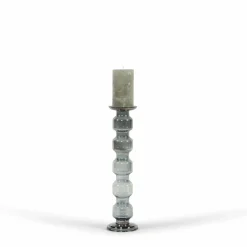 Glazen kandelaar Oyster 5 Rolls Grey luster