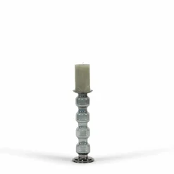 Glazen kandelaar Oyster 4 Rolls Grey luster