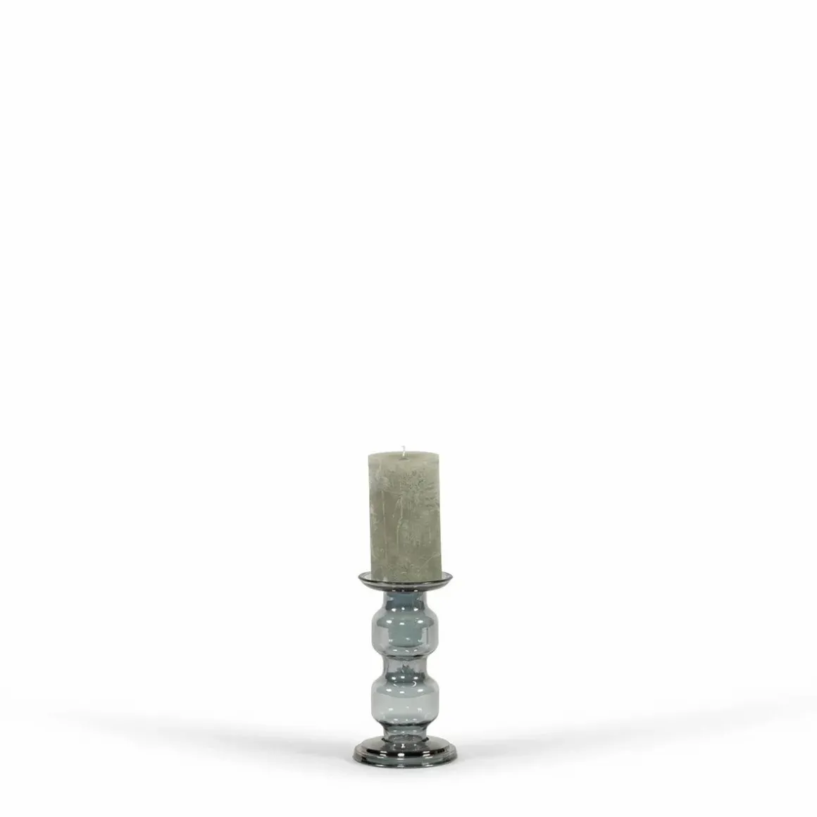Glazen kandelaar Oyster 2 Rolls grey luster