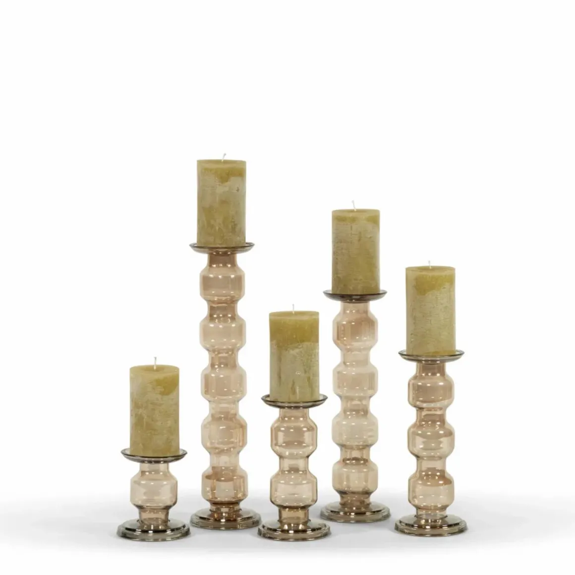 Glazen kandelaar Oyster Rolls brown luster set 5