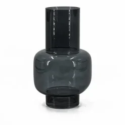 Glazen vaas zwart smoke 18x18x30cm