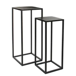 Goa Bijzettafel – Set van 2 – L30 x B30 x H70 cm – Metaal – Zwart