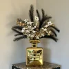 Gouden Parfum vaas met luxe Zijden Bloemen boeket goud zwart