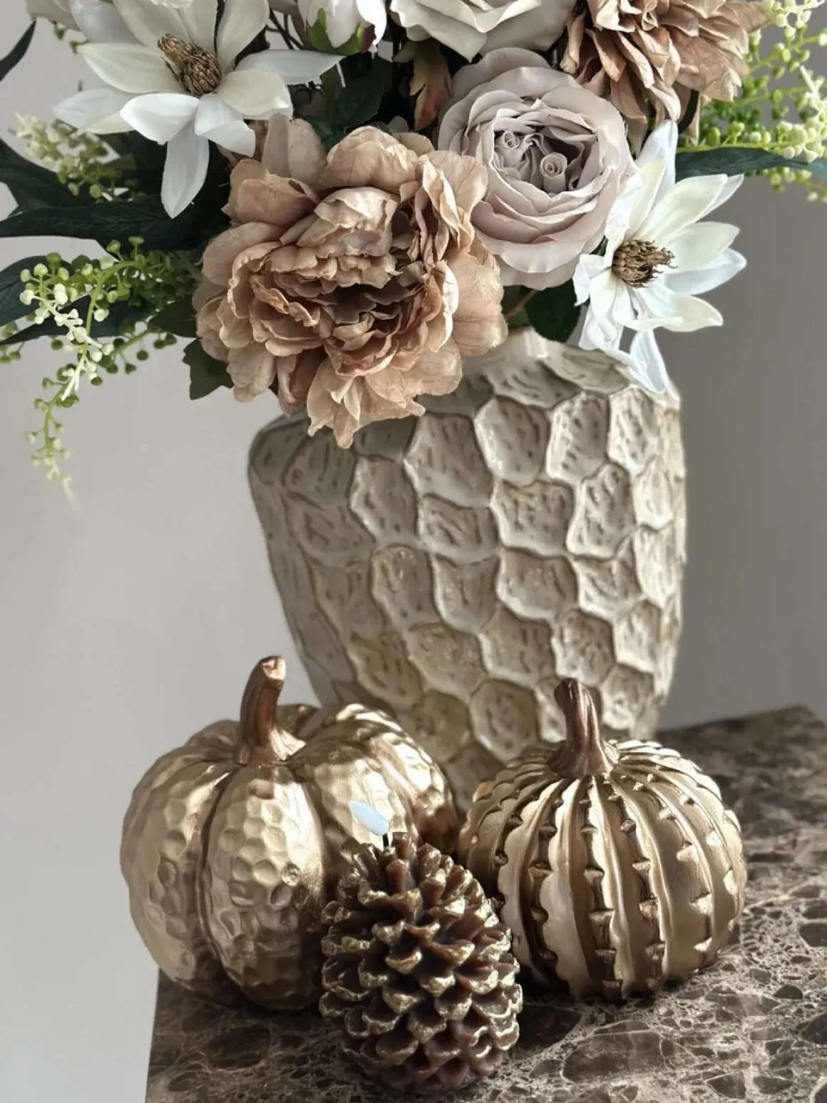 Herfstdecoratie set Beige nude met pompoenen
