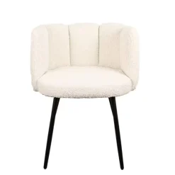 High five luxe eetkamerstoelen wit parelmoer (boucle) (Set van 2)