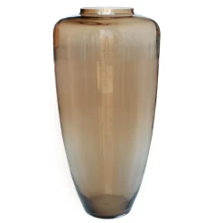Hoge vaas Kongo taupe van glas Ø35 x H70 cm