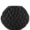 Inga jada black zwart ovaal vaas structuur 24x10x20cm