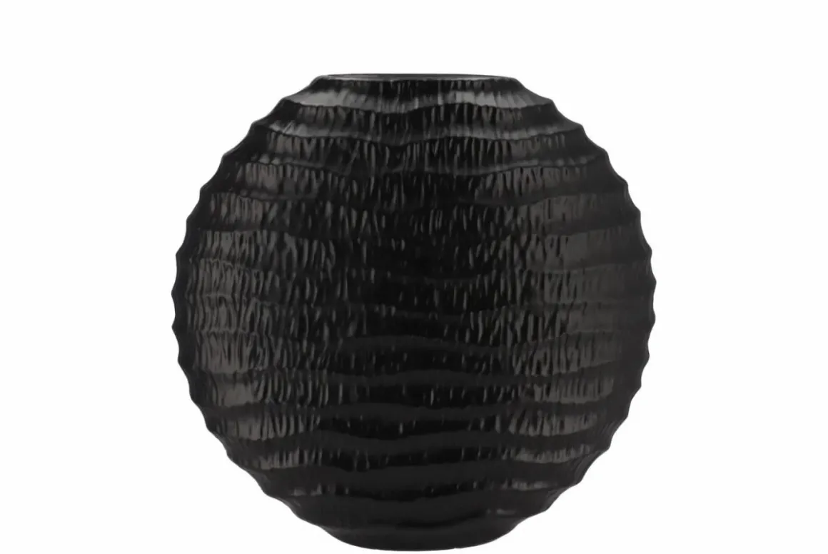 Inga jada oval luxe wave vaas zwart
