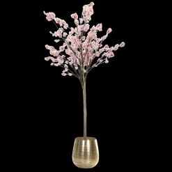 Kunst bloesem prunus boom roze met vaas en witte stenen 270 cm