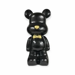 kunst teddy beer beeld zwart goud strik XXL
