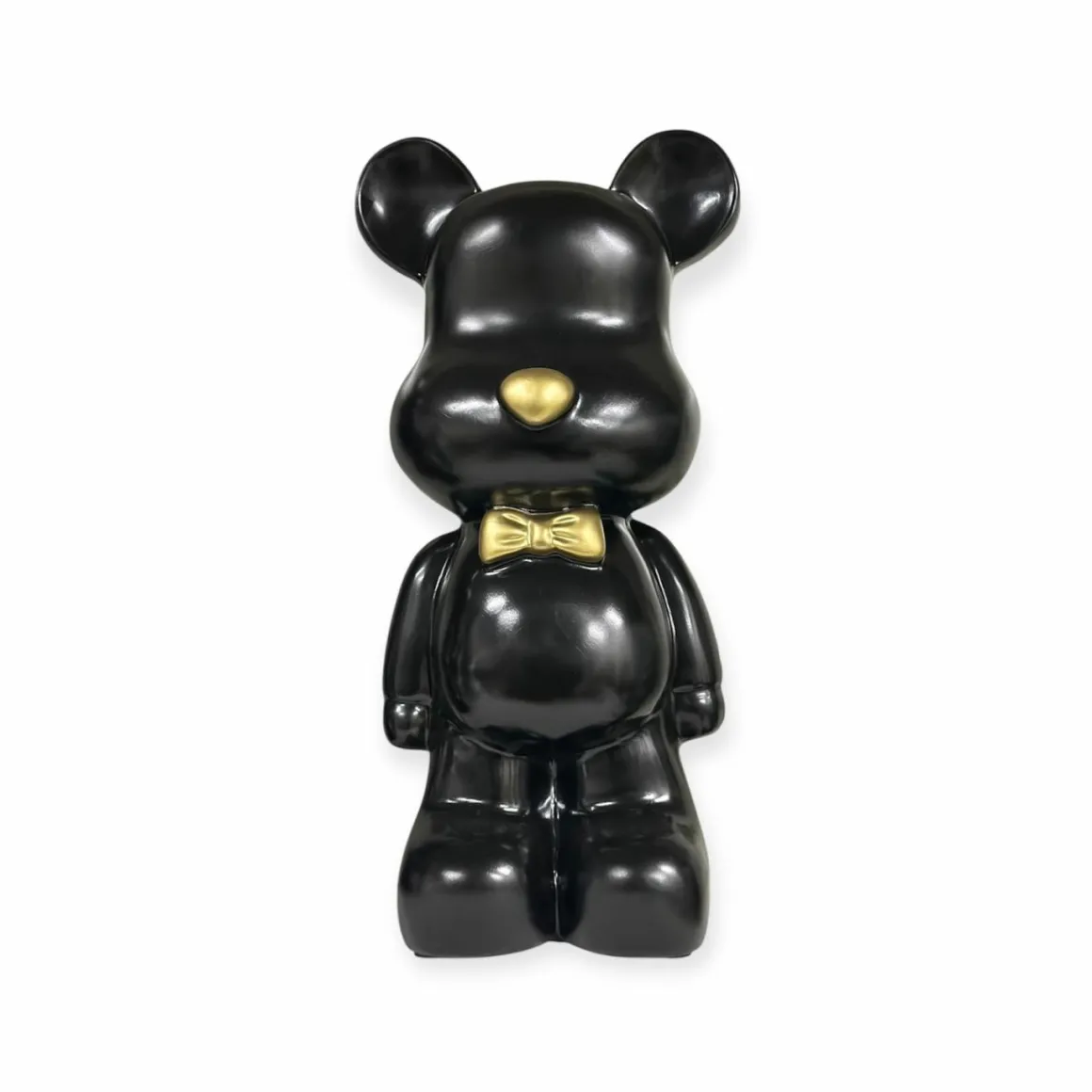 kunst teddy beer beeld zwart goud strik XXL