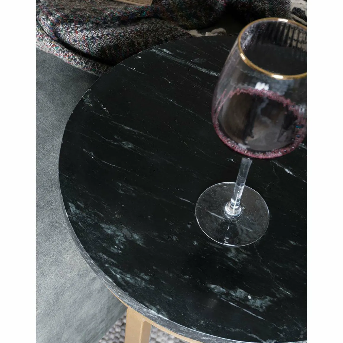 Laptoptafel Mitch Marmer Rond – Zwart/Goud