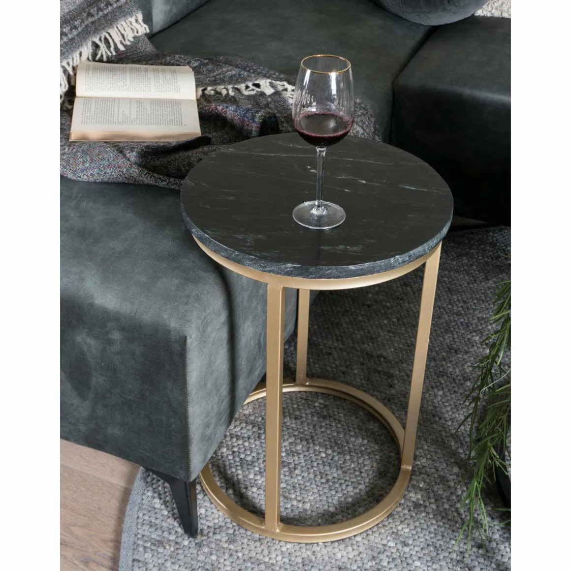 Laptoptafel Mitch Marmer Rond – Zwart/Goud