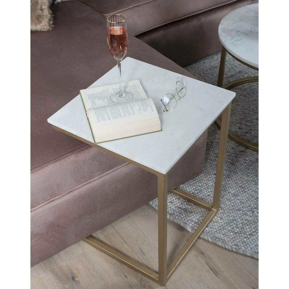Laptoptafel Mitch Marmer – Wit/Goud