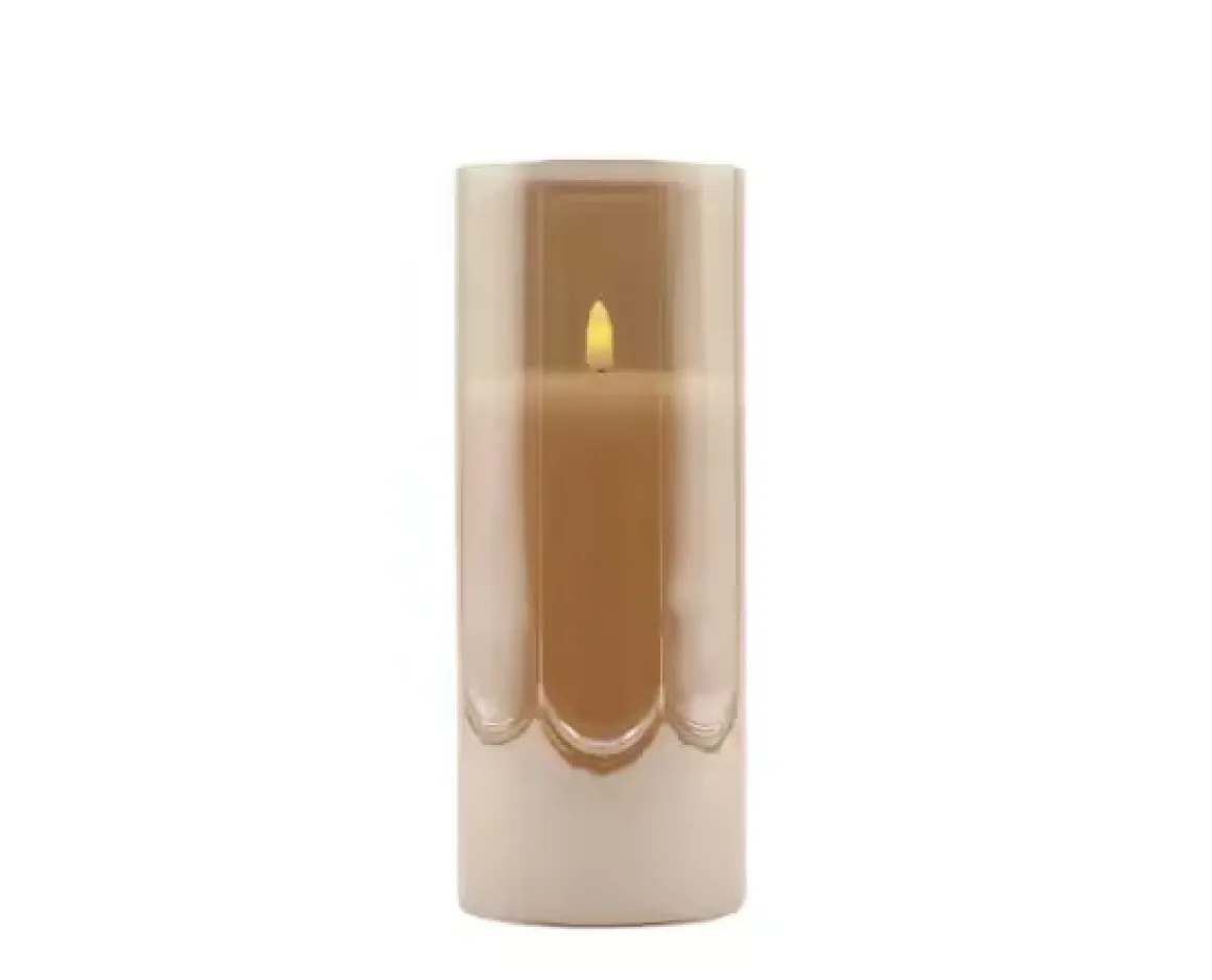 Led kaars in glas mood light gold 10x25cm