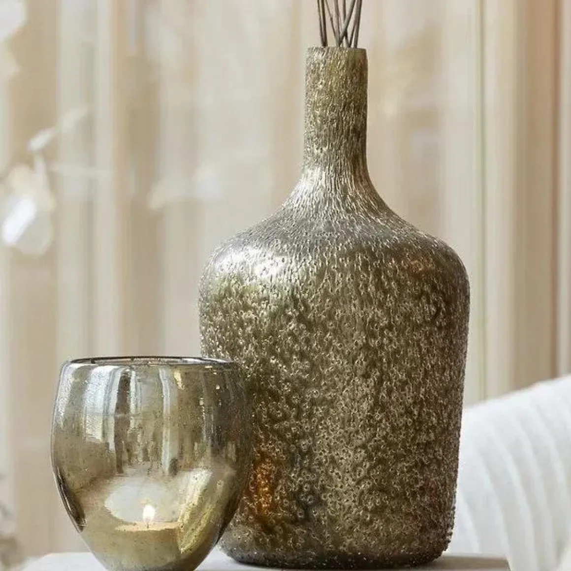 Light & Living Vaas Ø16×29 cm MOLUSI glas donker goud brons