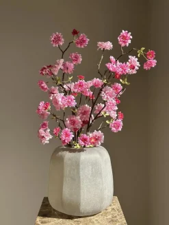 Light & living vaas met zijden bloem kersenbloesem.