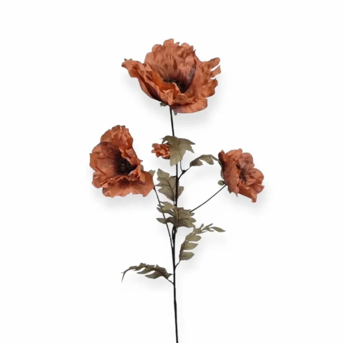 Losse zijden bloem poppy oranje 107 cm