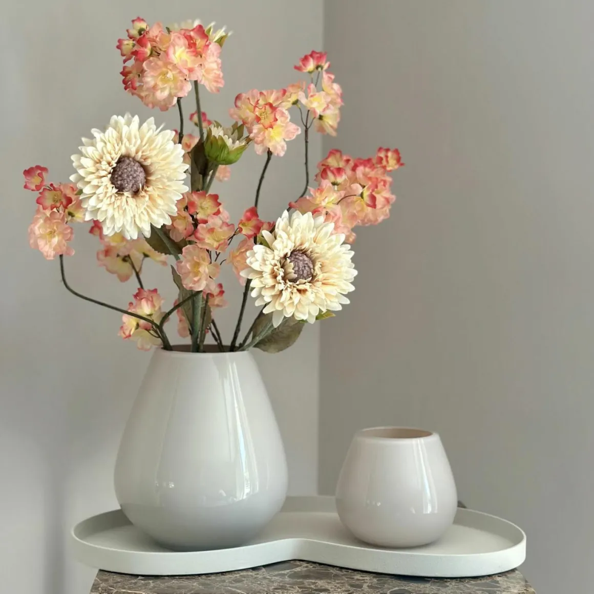Losse zijden zonnebloem beige 70 cm
