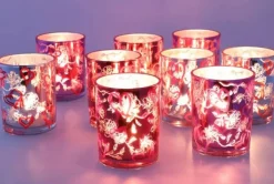 Love You hart waxinelicht houder roze rood fuchsia 7,3cm x 8cm