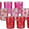 Love You Lips waxinelicht houder roze rood fuchsia 10cm x 12,5cm