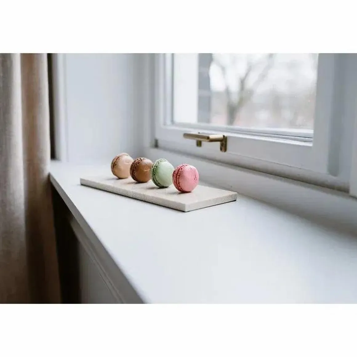 Marmer dienblad rechthoek S beige 10x25cm
