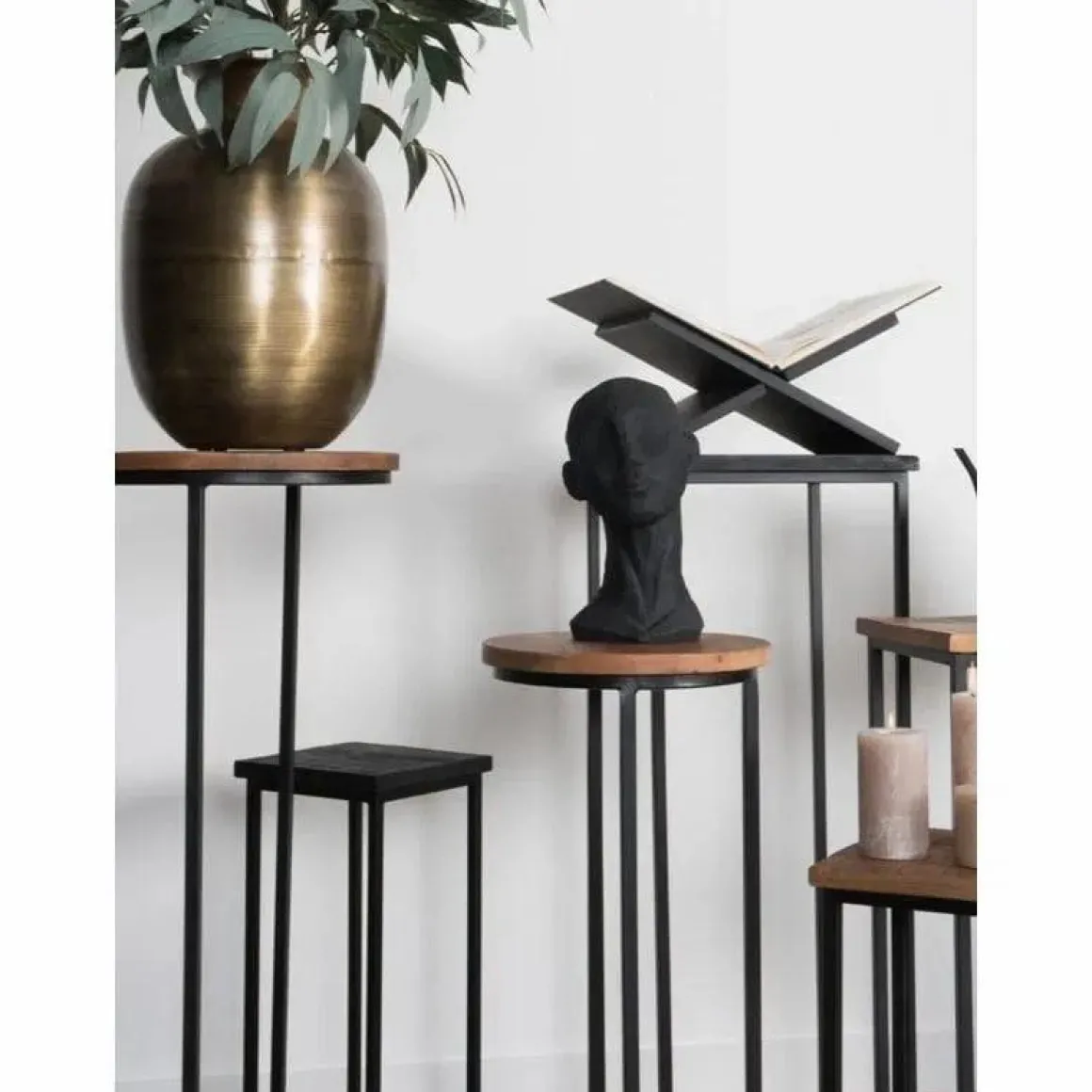 Plantentafels Sam Rond – Set van 3 – Bruin Mangohout