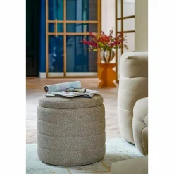 Poef met Opbergruimte – H41 x Ø42 cm – Beige