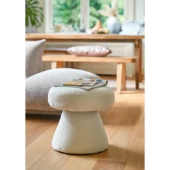 Poef off white beige 46 x 49 cm