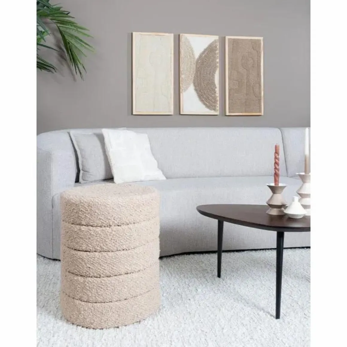 Poef Rosa Beige 53 x ø43 cm