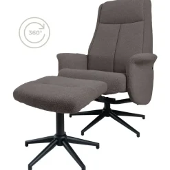 Relaxfauteuil Bindy + Hocker – Bouclé – Brown