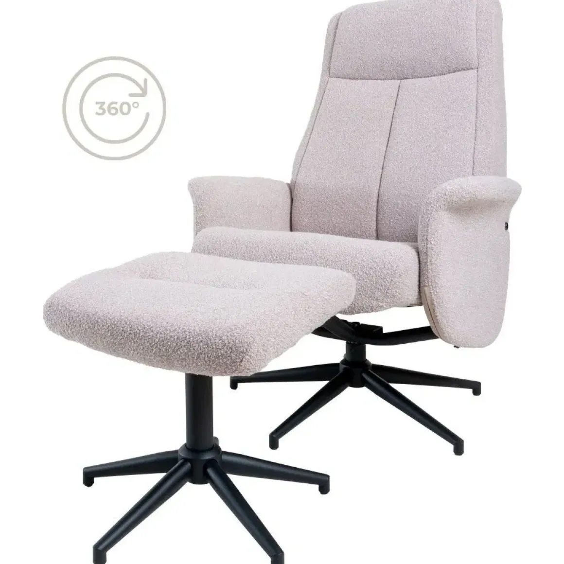 Relaxfauteuil Bindy + Hocker – Bouclé – Naturel