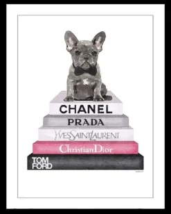Schilderij poster met zwarte lijst bulldog pup 40x50cm