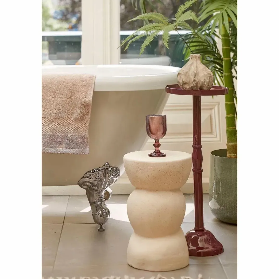 Screw Bijzettafel – L26 x B26 x H37 cm – Keramiek – Off White