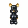 Staande teddy beer beeld zwart goud 47 cm