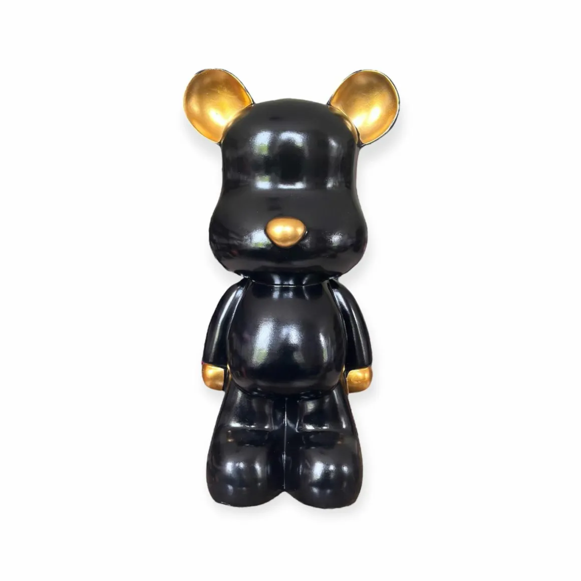 Staande teddy beer beeld zwart goud 47 cm