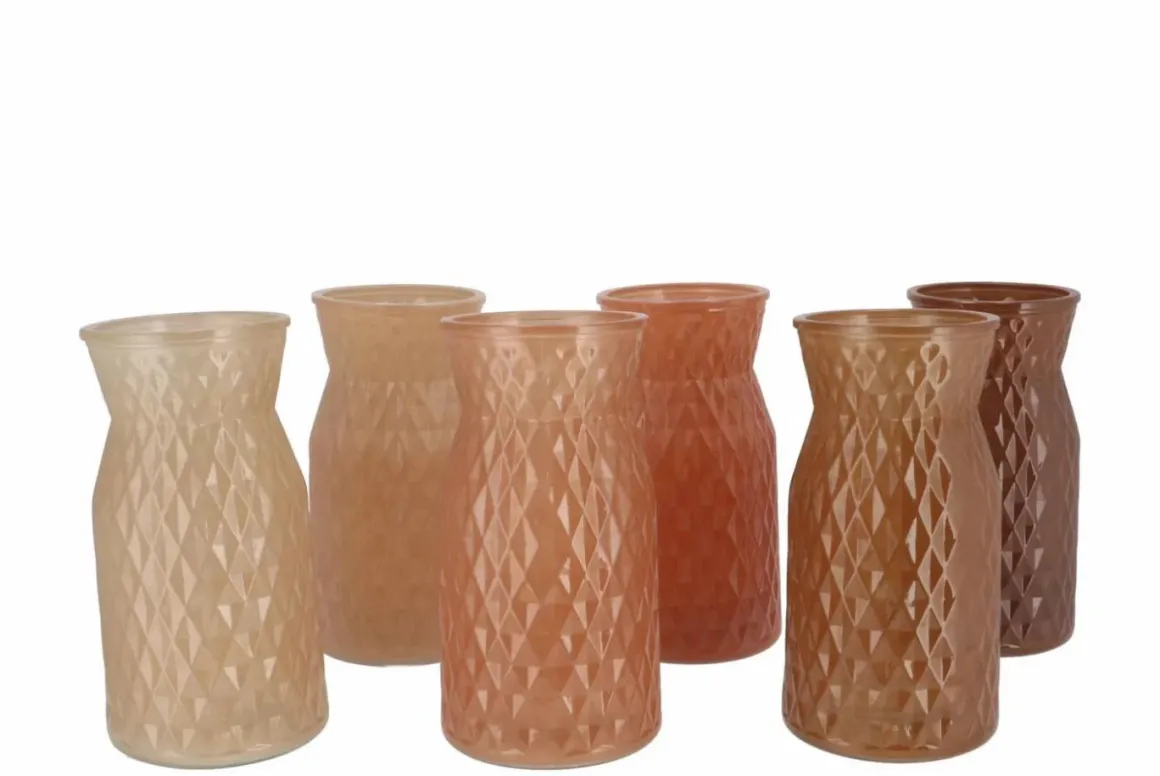 Vaas glas diamond bruin tinten 12x20cm