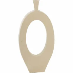 Vaas met gat ovaal beige taupe aluminium 24x6x50cm
