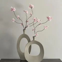 Vaas met gat ovaal beige taupe aluminium 24x6x50cm
